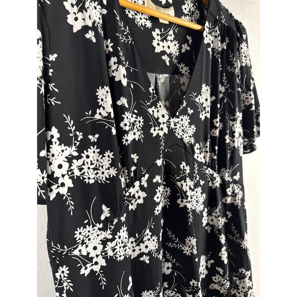 Michael Michael Kors Botanical Print Matte Jersey Dress Black &‎ White Size XL - Picture 8 of 11